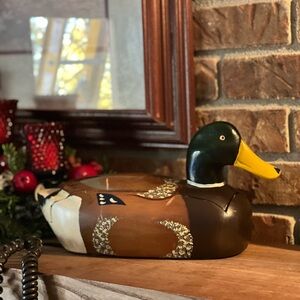 Rare Vintage Hand Carved Solid Maple Mallard Duck Telephone